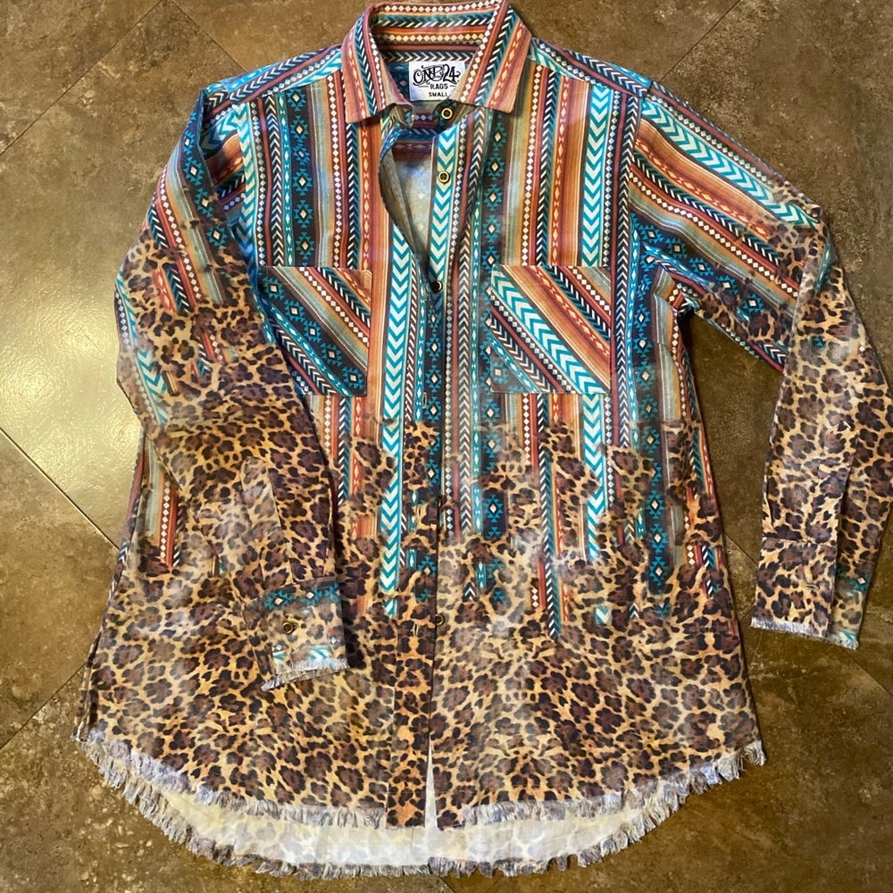 Serape & Leopard Flannel Button Front